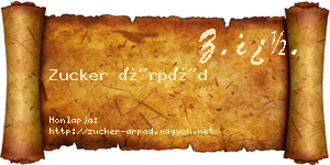 Zucker Árpád névjegykártya